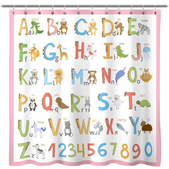 Other - Alphabet Waterproof Polyester Shower Curtain for Kids ABC